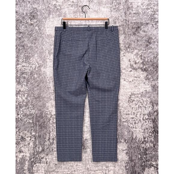 Theory Pants 12 Womens Performance Knit Slim Cropped Trouser Gray Window Check - Picture 2 of 7